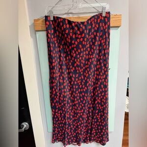 Maeve Navy Maxi Skirt with Red Floral Dot Print. Large. EUC.